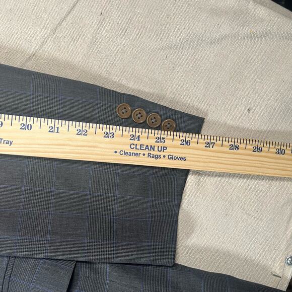 Ermenegildo Zegna Wool Blazer Men's 42R Gray Blue Checkered Super 100’s - Picture 7 of 12